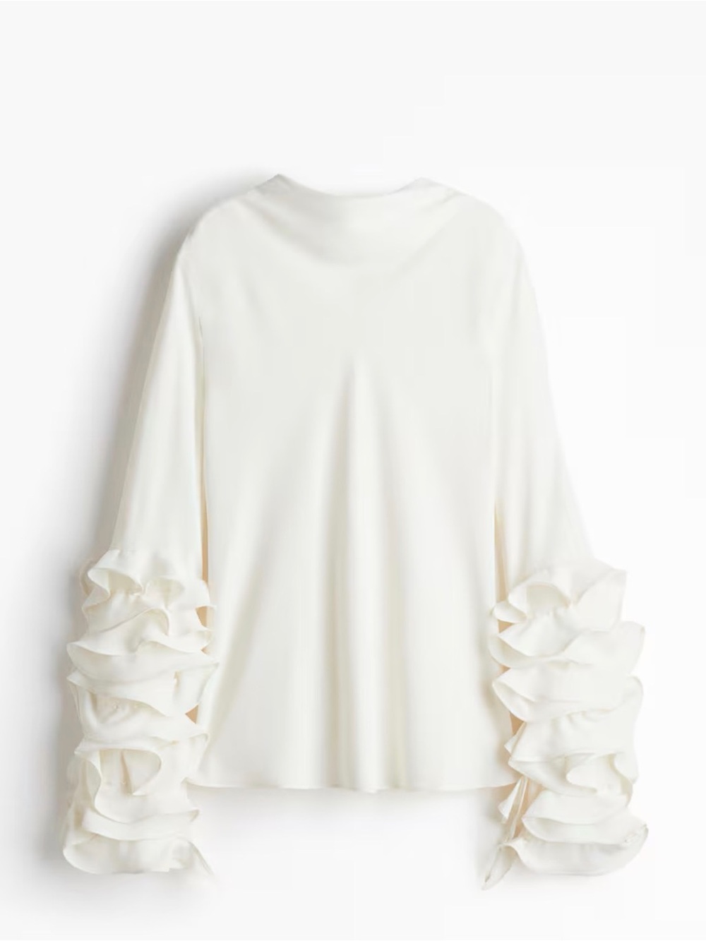 H&M STUDIO Collection Beige Ruffle-Long Sleeve Blouse M